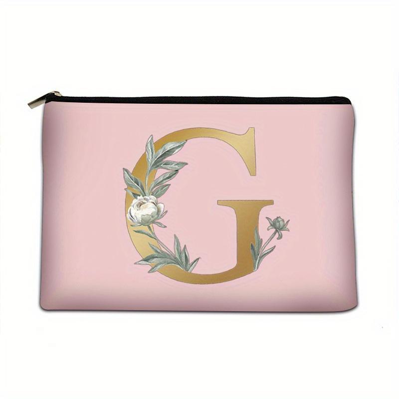 Flower Letter Print Zipper Storage Bag Lightweight Versatile Pouch Trendy Clutch Bag