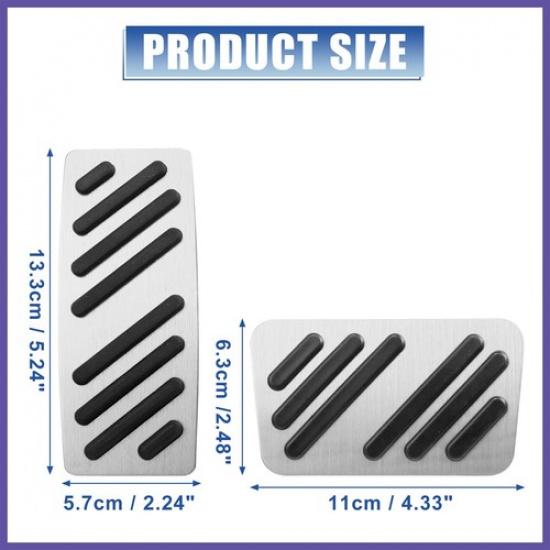 Automatic Brake Gas Pedal Cover Kit fit for Cadillac XT4 XT5 14-21 Silver Tone