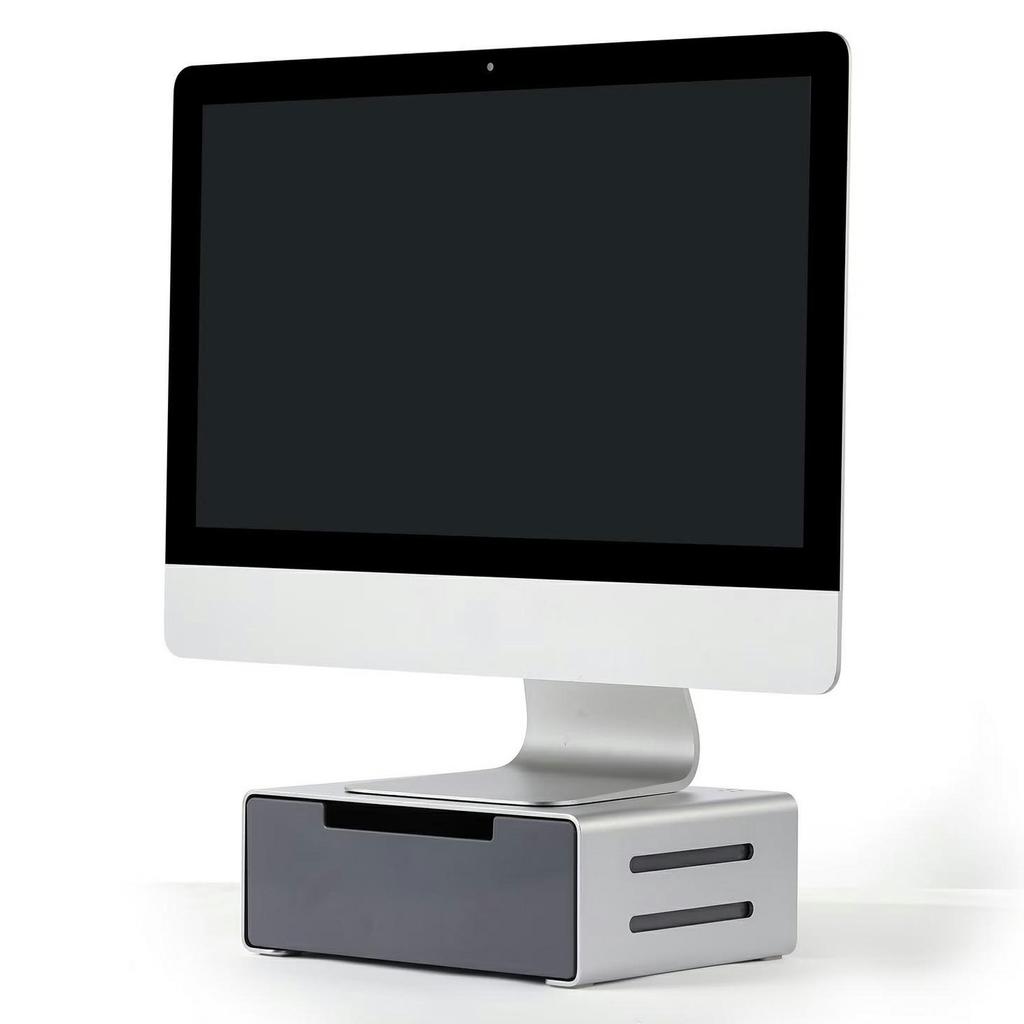 L26-1 Computer Monitor Laptop Stand Riser Aluminum Alloy Desktop Organizer with Drawer