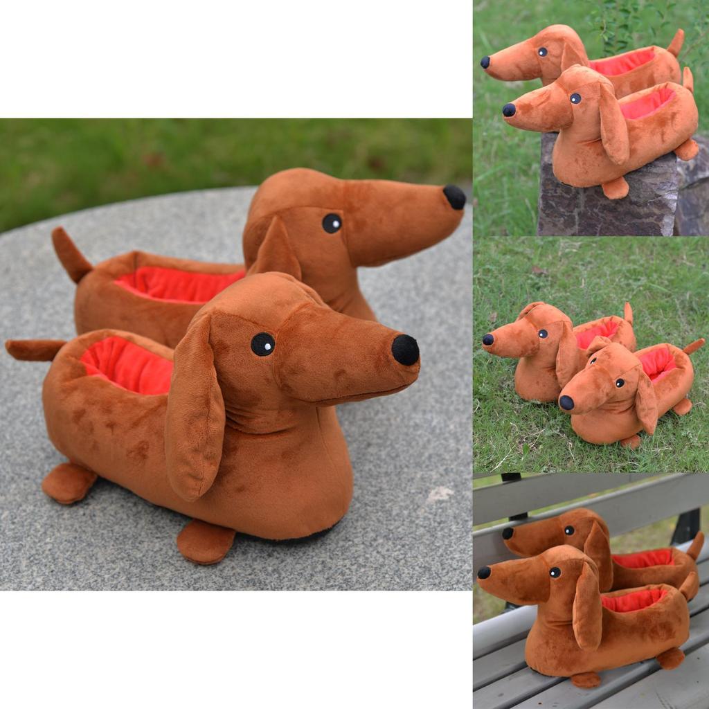 Adorable Dachshund Plush Slippers Cozy Cartoon Design For Comfortable Home Use