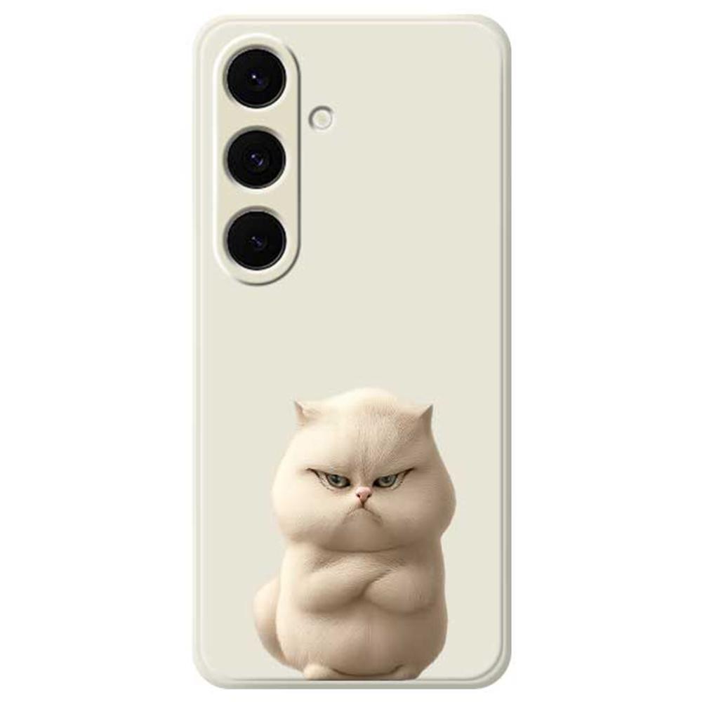 Чехол для Samsung Galaxy S24 FE с принтом «Злой кот», прямой край, задняя крышка из ТПУ