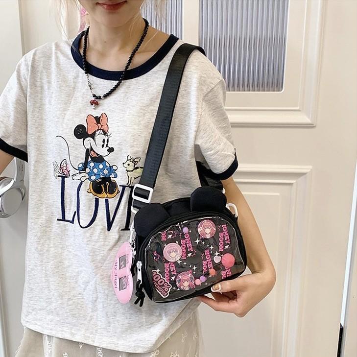Transparent Bear Ears Bag With Polyester Interior For Students And Casual Outings