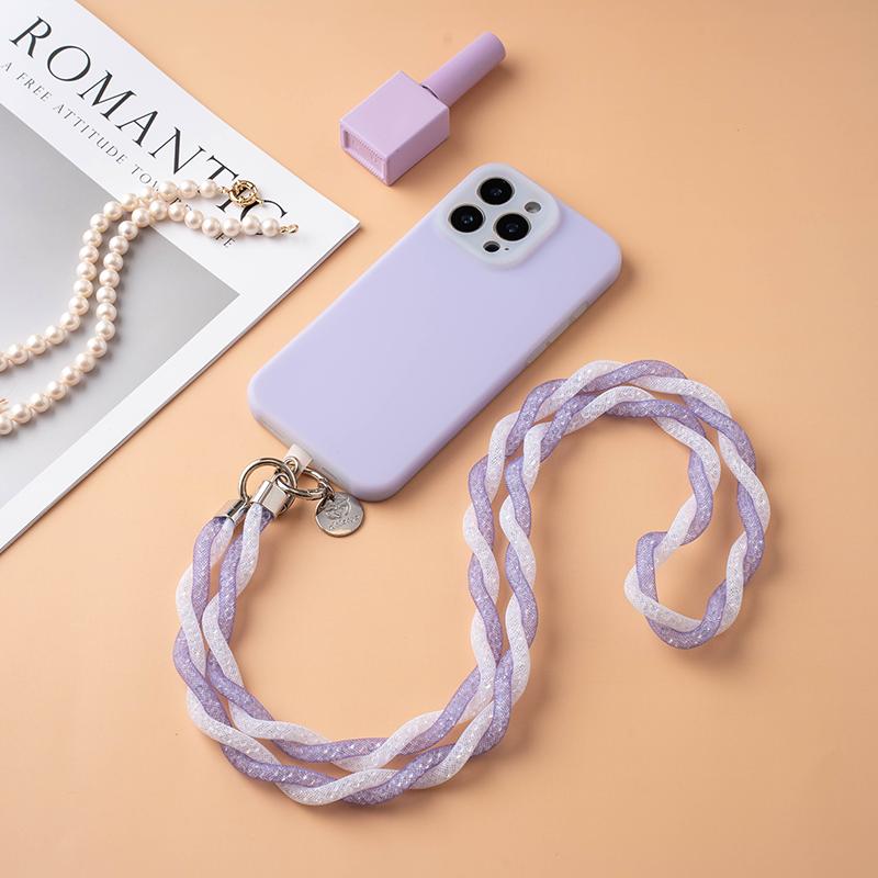 Handmade Beaded Phone Charm Strap Cute Designer Crossbody Lanyard for Phone Case Acrylic Material Tulle Rhinestone Material