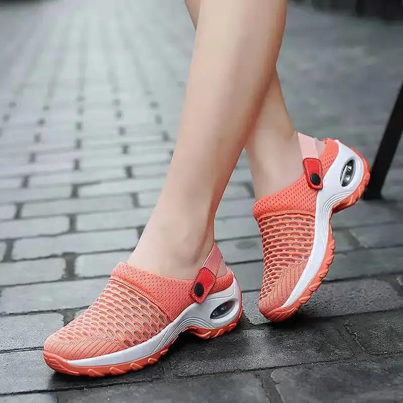 Fashion Hot Sale Shoes for Women Women's Vulcanize Shoes Spring Round Toe Solid Net Cloth Breathable Middle Heel Sport Shoes Ladies