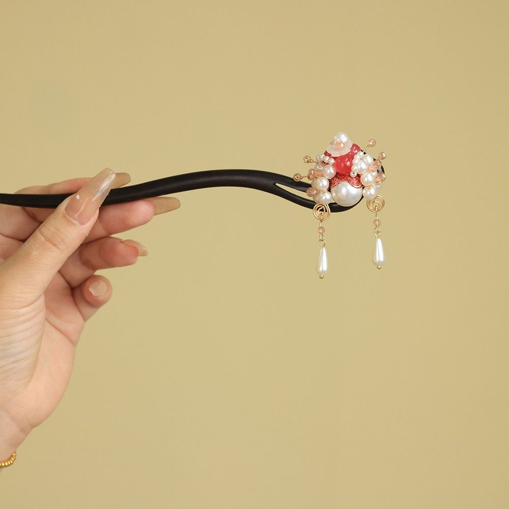 Tassel Wooden Hair Stick Red Hanfu Hairpin Beijing Opera Hair Accessories  Hair Chopstick