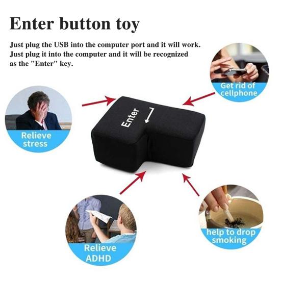Большая кнопка Enter, питание от USB, антистресс, большая эргономичная игрушка-ключ Enter