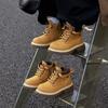 Детские маленькие желтые ботинки 2025 осень и зима новая мода британский стиль мальчики повседневные кожаные ботинки девочки большие желтые ботинки ботинки Мартин