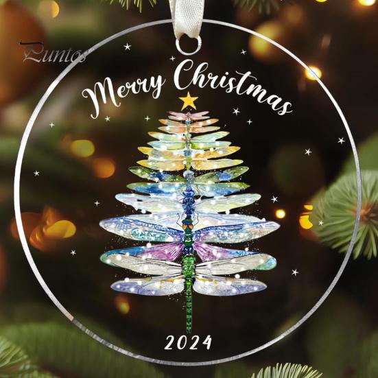 Рождественское украшение в виде животного, 2D, плоское акриловое украшение, мультяшная шапка Санты, подвесное украшение в виде животного для каминной полки рождественской елки