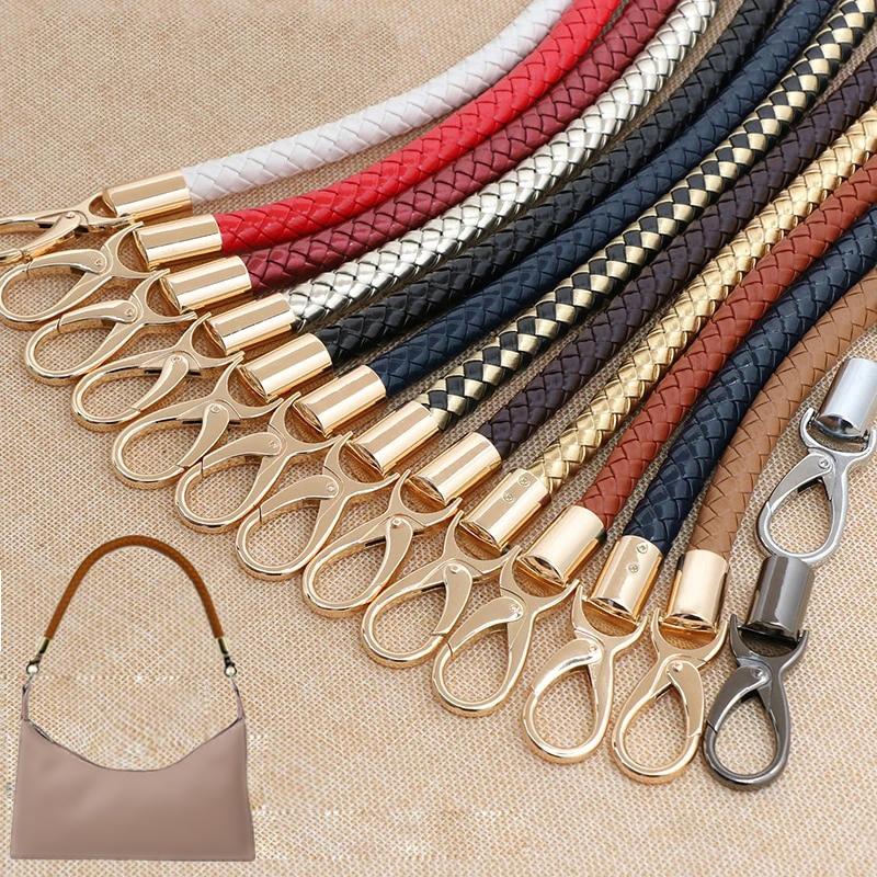 2pcs PU Leather Braided Rope Handles for Handbag Shoulder Bag Strap Handmade Bag DIY Accessories Alloy Metal Hook Buckle KZ0346