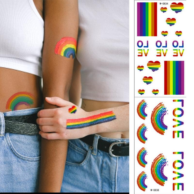 Мультяшная тату-наклейка водостойкая радужная цветная личность милая тату-наклейка детская временная татуировка