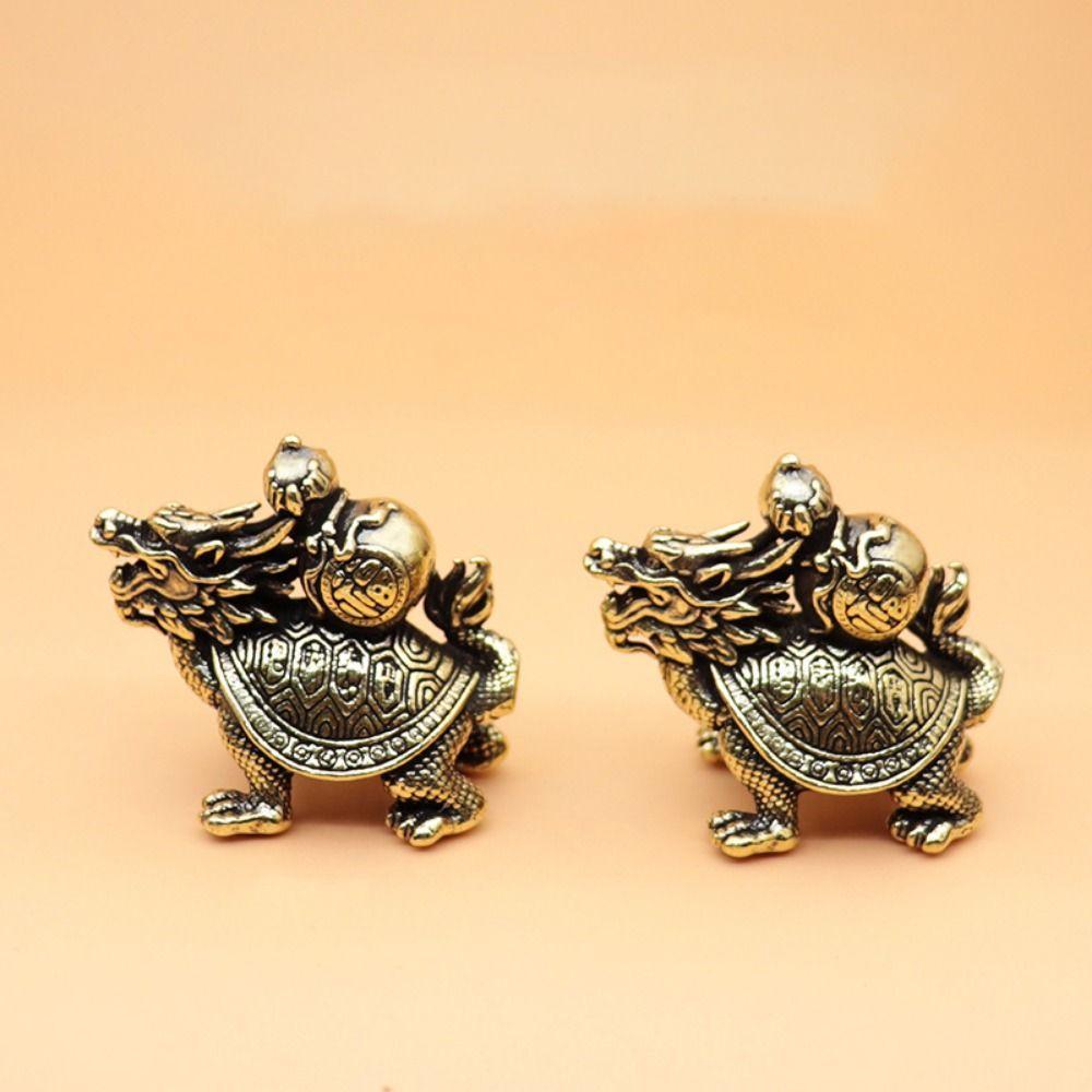 Медный орнамент ручной работы в виде животного, миниатюры медной черепахи-дракона, статуэтка черепахи-дракона, домашний декор