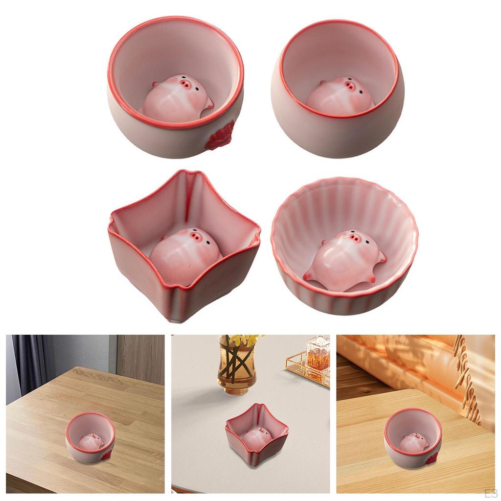Керамическая чайная чашка, Чашка для чая Кунг-фу с питомцем, Традиционная, Портативная, Статуэтка-миниатюра в виде поросенка