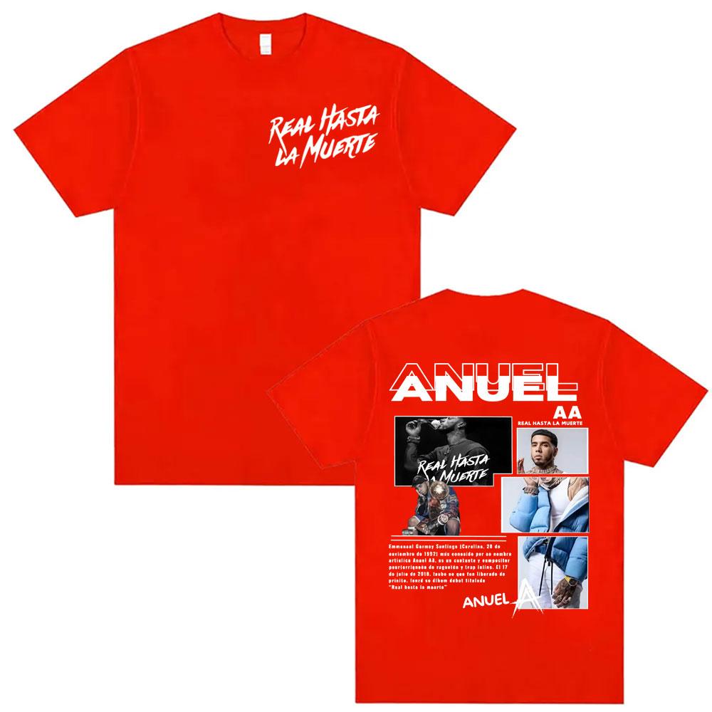 Rapper Anuel AA Real Hasta La Muerte Tour T Shirt Men Women Fashion Hip Hop Pop Music Summer Shirts Casual Short Sleeve Tshirt