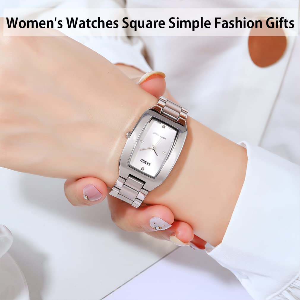 Часы SKMEI Простые стильные квадратные часы водонепроницаемые повседневные аналоговые кварцевые деловые брендовые милые из нержавеющей стали маленькие квадратные роскошные подарочные