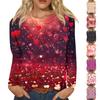 Women's Fashion Long Sleeve Valentine's Day Printed Round Neck Casual Top