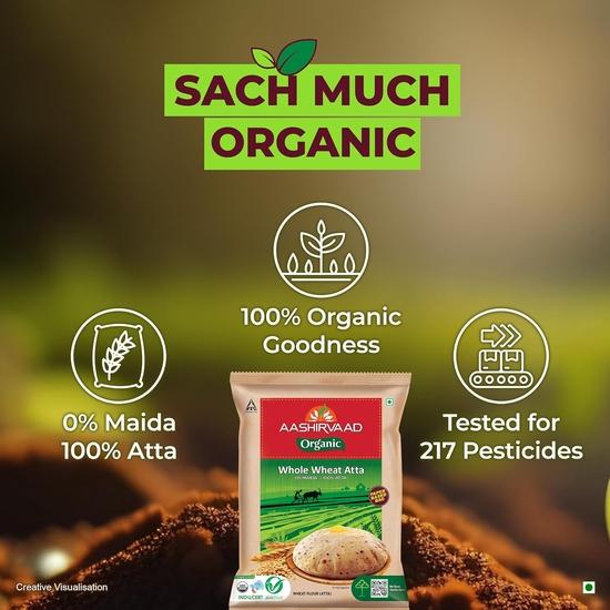 Aashirvaad Organic Atta, 1 Kg, 100% Organic Whole Wheat Atta