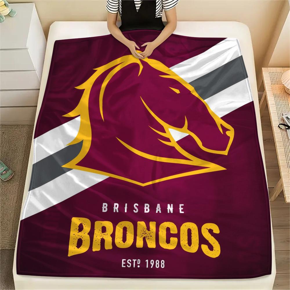 Brisbane Broncos Print Flannel Blanket, High quality Comfortable for All Seasons, Home Decor, Warmth and Comfort