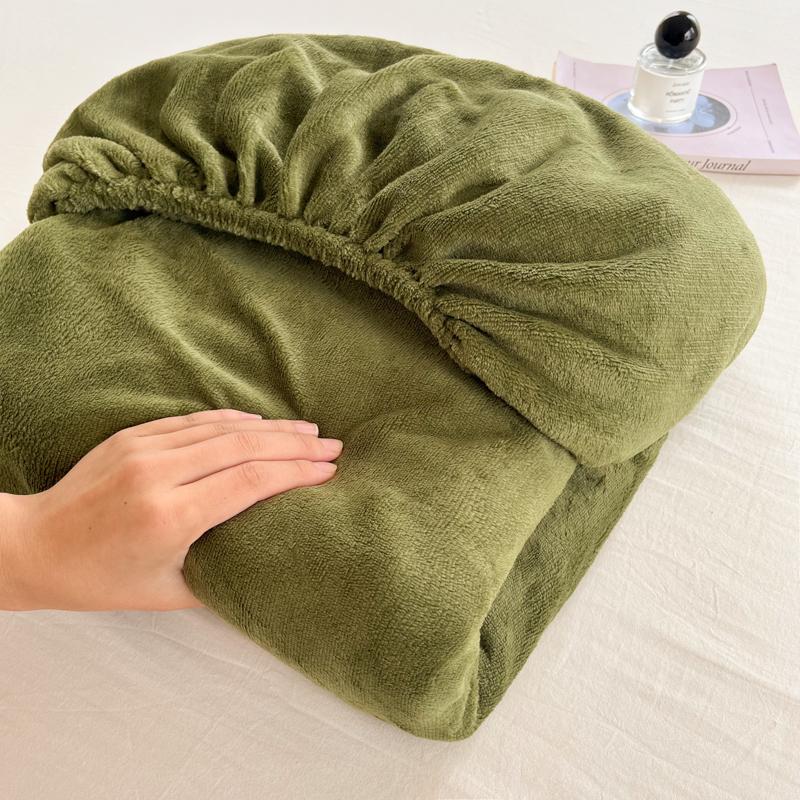 Velvet Fitted Sheet Solid Color Bedsheet Soft Bed Cover Queen Size Bed Linen Home Sheet Couvre Lit (No Pillowcasae)