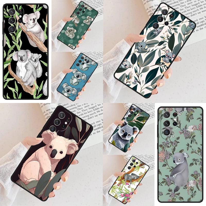 Koala and Eucalyptus Bumper Cell Phone Case for Samsung Galaxy S26 Ultra S25 S24 S23 S22 S21 S20 Note10 Cover