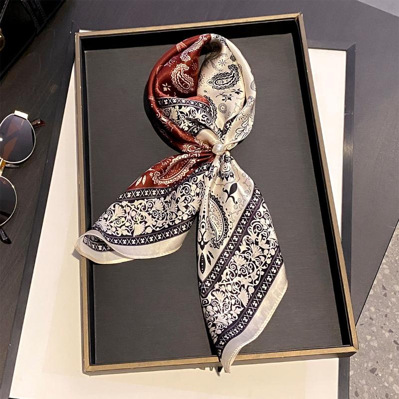 High-end Silk Scarf 100% Mulberry Silk Small square Scarf Spring Decorative Small Neckerchief Fashionable and Versatile Necktie