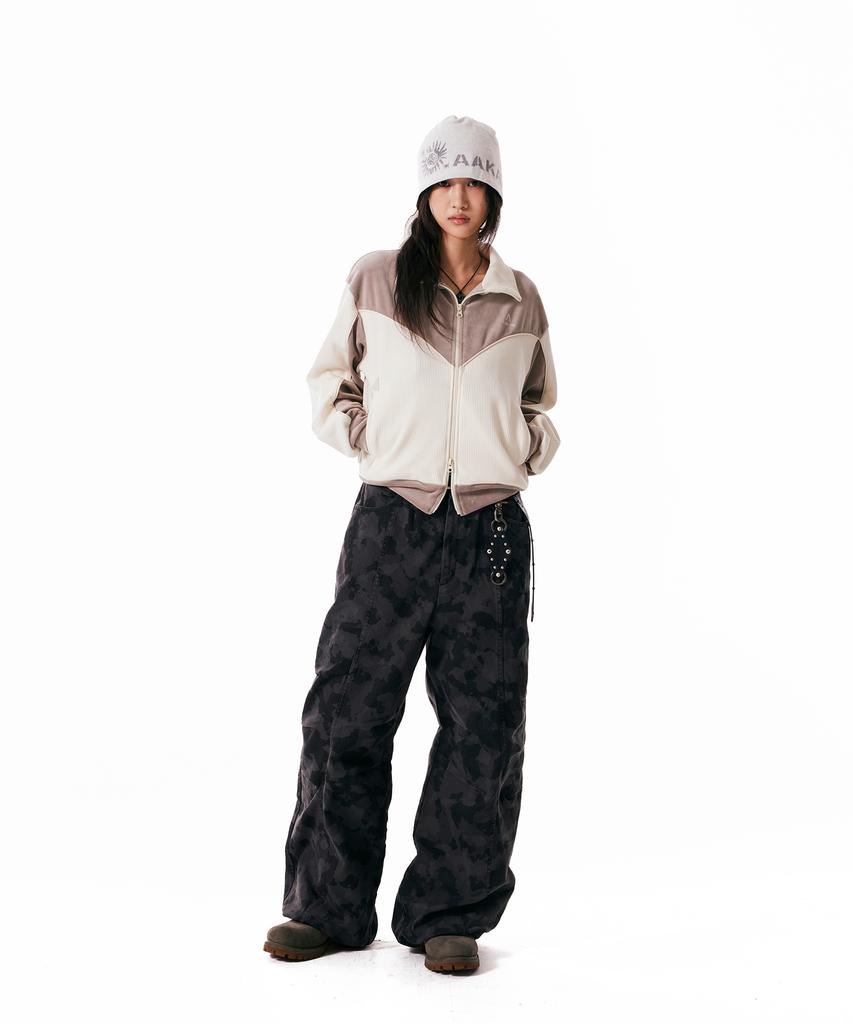 AAKAM Knee Pin-Tuck Camouflage Twill Pants (Black)