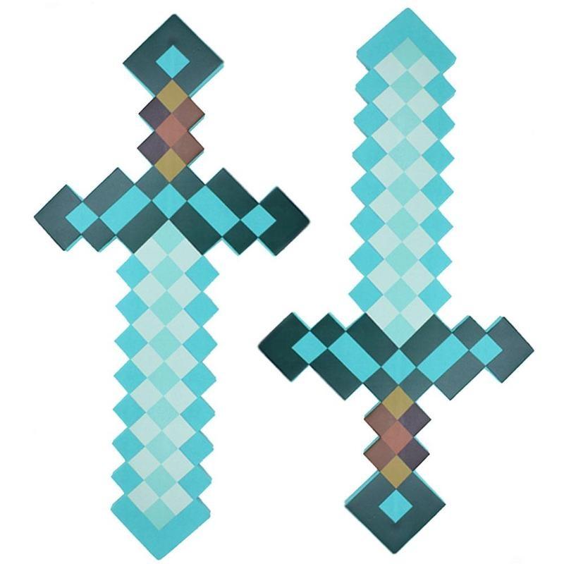 Mine Craft Sky Blue Role Play Prop Diamond EVA Foam Sword & Pickaxe Toy
