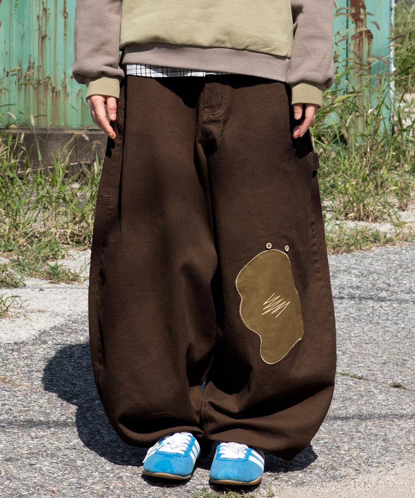 RuNaKi'Hu' Wxp053 Heo Jae-Bi Patchwork Cotton Balloon Pants (Brown)