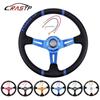 Мягкий кожаный алюминиевый универсальный руль 14 дюймов 350 мм для дрифта/кожаный руль автомобиля подходит для большинства автомобилей