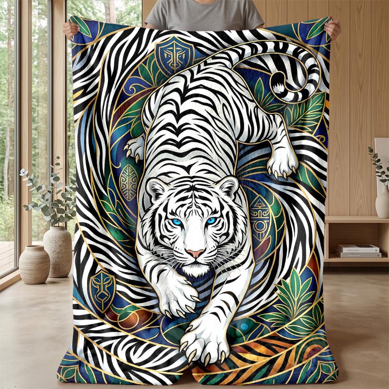 White Tiger Fantasy 3 Theme blanket Lightweight Warm Flannel Blanket Decorative Throw Blanket for Home Decoration