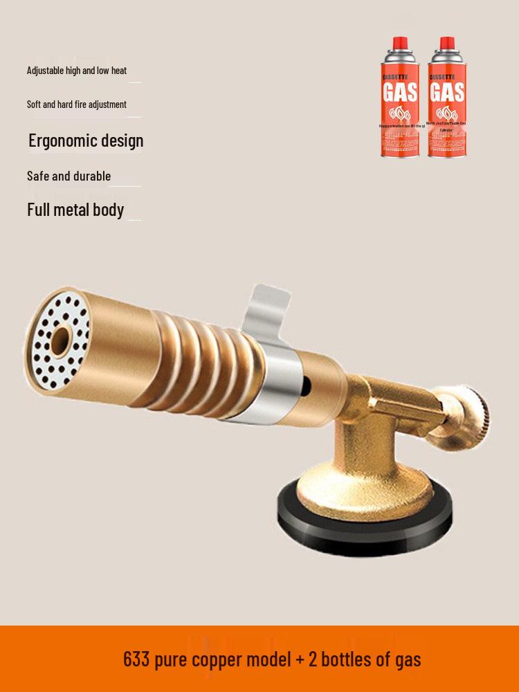 All Copper Flame Torch for Gas Cartridge - Handheld Blowtorch for Pig Hair Removal