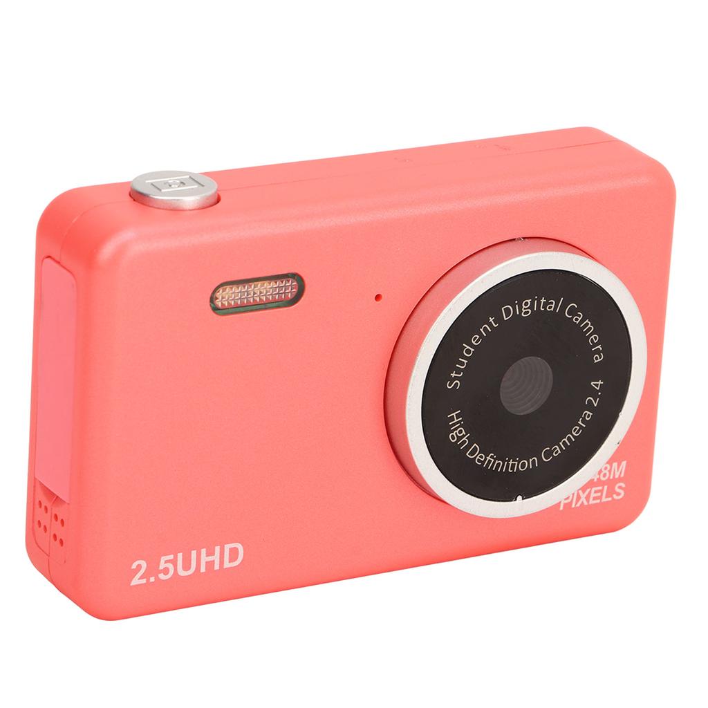 2.5K HD Selfie Camera 8 Times Zoom Automatic Light Sensitivity Compact Cute Dual Lens Digital Camera for Student Pink