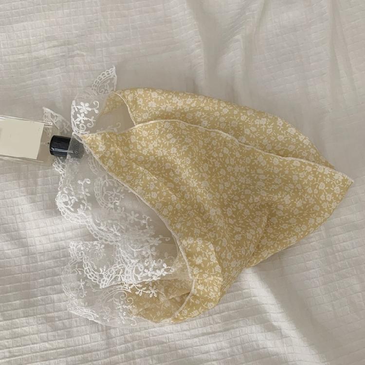 Floral Pattern Hairband with Sheer Lace Trim Camping Photography Girl Kerchief