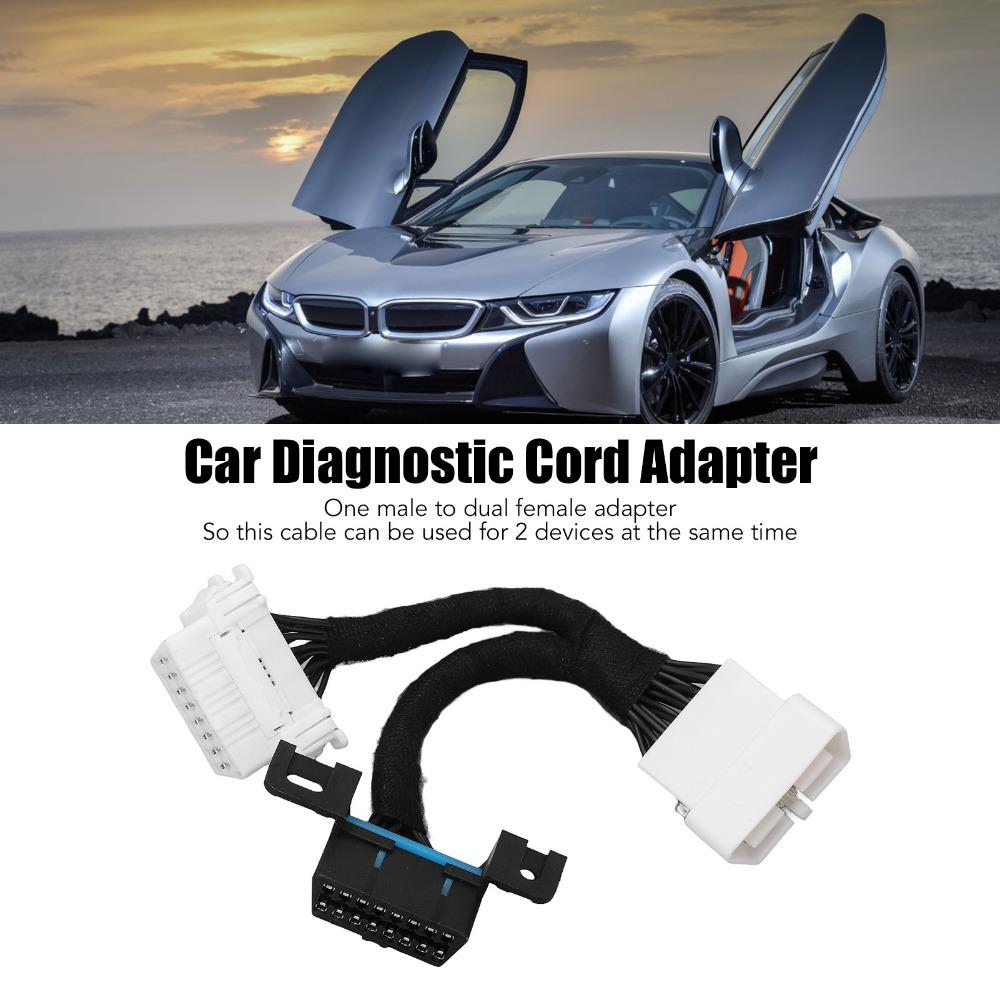 16Pin OBD2 Splitter Cable 0.15m OBD2 Y Cable Portable OBD2 Extension Cable Maintenance Technician