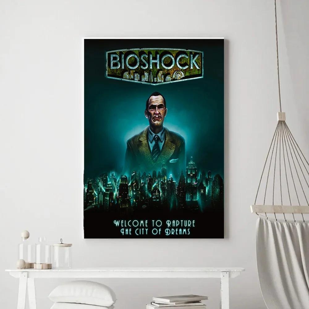Классическая видеоигра Винтажные постеры Ретро B-Bioshocks Of Rapture Картина на холсте Настенное искусство Картина Гостиная Домашний декор