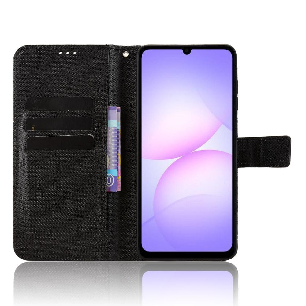 For Samsung Galaxy A07 4G Leather Wallet Case with Strap Diamond Texture Phone Cover