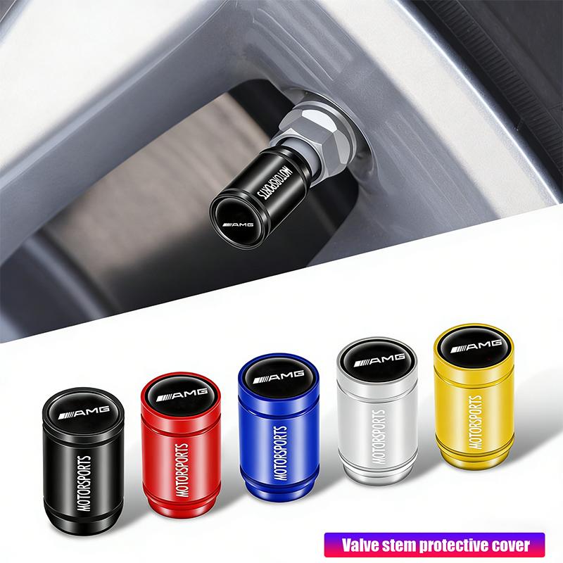 HCDS2 4Pcs 3D Styling Car Wheel Tire Valve Caps Stem Cap Accessories For Mercedes Benz AMG W169 W177 W204 W213 W214 W221 W222 W220 GLC