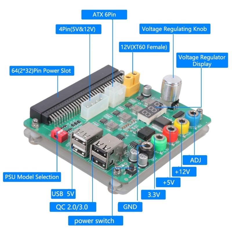 Power Supply Breakouts Boards with 4x USB2.0 Port Acrylic Case Kit for D750ES1 750AB-2 05NF18 05RHVV Accessories