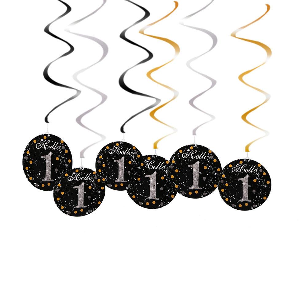 Яркие ПВХ спиральные таблички с цифрами для декора на первый день рождения и юбилейную вечеринку