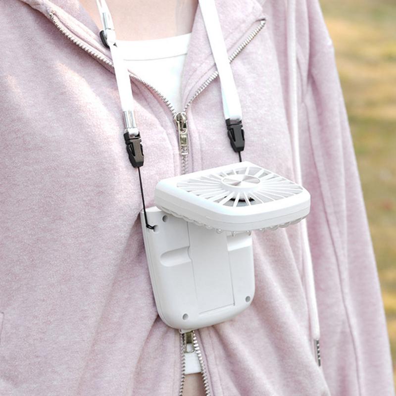 Персональный шейный вентилятор Маленький настольный ручной вентилятор Складной Тихий Охладитель Перезаряжаемый Циркулятор воздуха Зеркало и Шнурок для Женщин