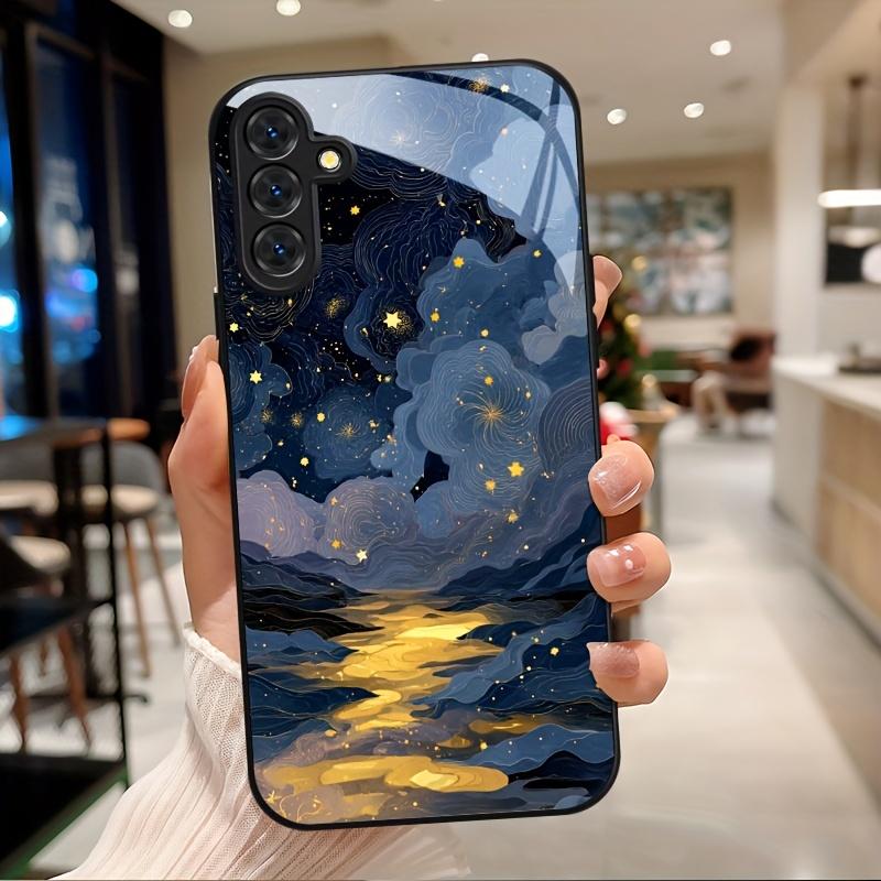 Закаленное Стекло Чехол Для Телефона Для Серии Galaxy S26 S21 S22 S23 S24 S25 FE Ultra Plus. С иллюстрацией мечтательного звездного неба.