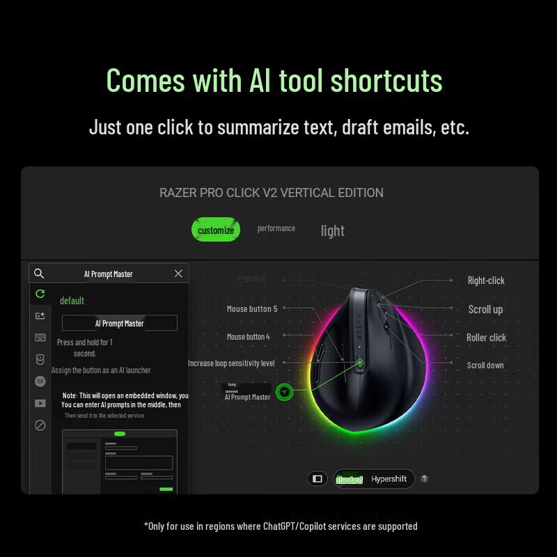 Razer Pro Click V2 Vertical Ergonomic Wireless Mouse