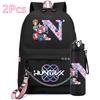 2Pcs/set 26 English Letter K-pop Printed Backpack with 750Ml Water Bottler for Teenager Girl Boy Bookbag Kid Gift Large Capacity waterproof Travel Bag