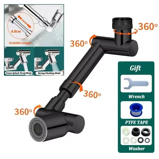 Модернизированный металлический удлинитель для крана с поворотом на 1440°, универсальная головка распылителя для 2-х режимного крана для ванной комнаты, удлиняющий адаптер для аэратора, удлиняющий кран