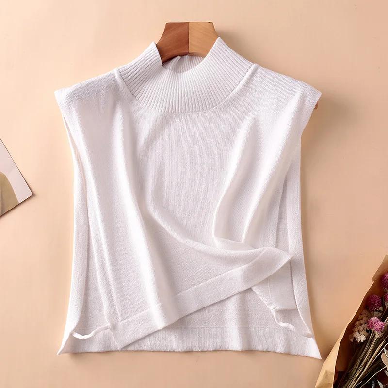 Women Wool Detachable Collar Fake Neck Mock Hooded Solid Color False Sweater Ladies Turtleneck Neckwear Clothing Accessories