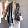 Autumn and Winter New Alphabet Carriage Warm Scarf Women's Fashion Thickened Imitation Cashmere Scarf Medium and Long Fringed Shawl