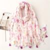 Designer Brand Women Scarf Classical Print Lady Shawls Cotton Feeling Soft Oversize Hijabs Neck Headband Tassel Foulard