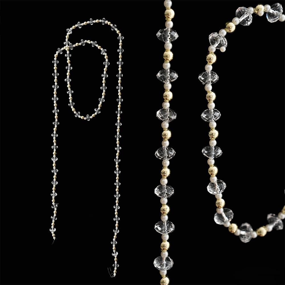 Clear Christmas Acrylic Bead Garland Faux Pearl Glitter Christmas Branches Xmas Tree
