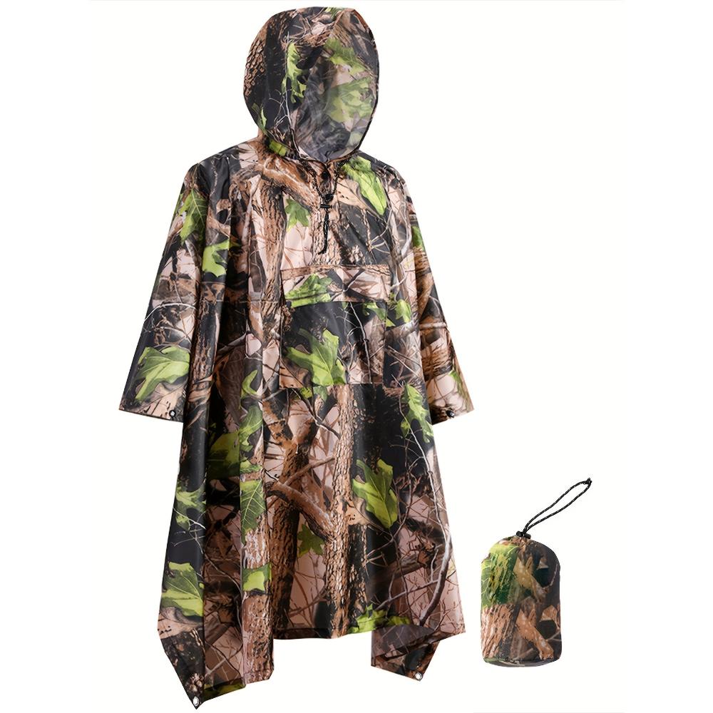 Водонепроницаемый дождевик с капюшоном и узором из листьев, мужское дышащее пончо для активного отдыха
