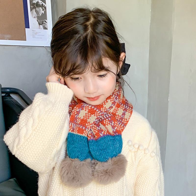 Уютный вязаный шарф в клетку для детей - теплый, ветрозащитный и милый шейный платок для мальчиков и девочек