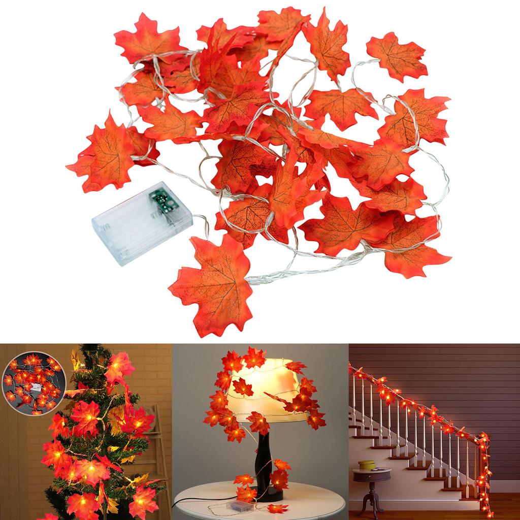 Fall Thanksgiving Maple Leaf Lamp Garland Decoration Decor LED Lighted Autumn Leaves Xmas